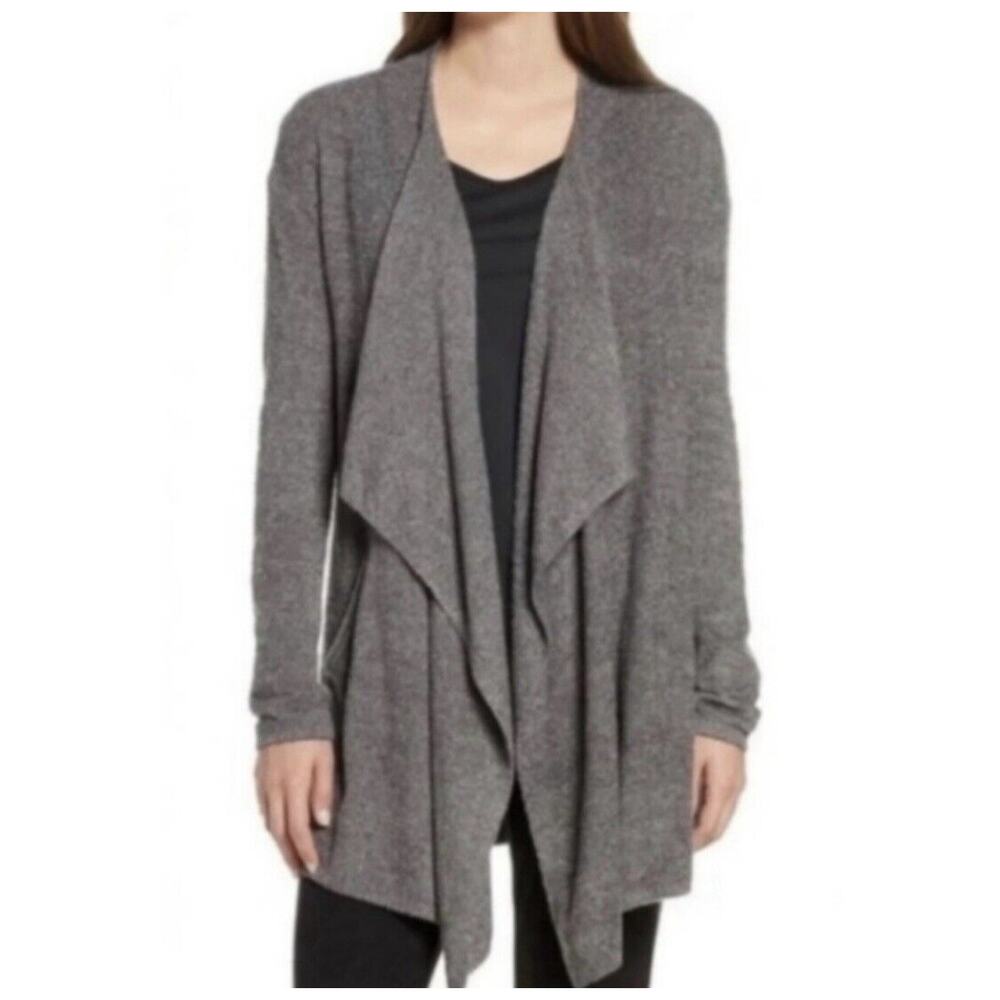 Barefoot Dreams CozyChic Lite L/XL Bamboo Wrap Cardigan Gray Wrap 436 EUC - Picture 2 of 7
